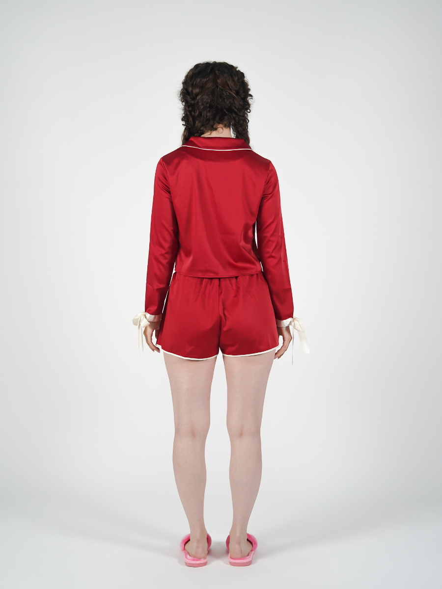 The Solace Set in Red and Cream Piping