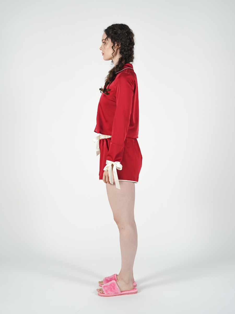 The Solace Set in Red and Cream Piping